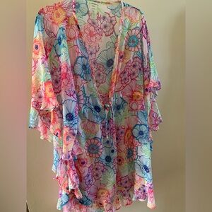 Colorful ruffle cover up one size
